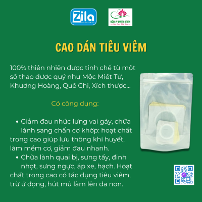 CAO DÁN TIÊU VIÊM trong bộ thảo dược chăm sóc sức khỏe Quang Minh