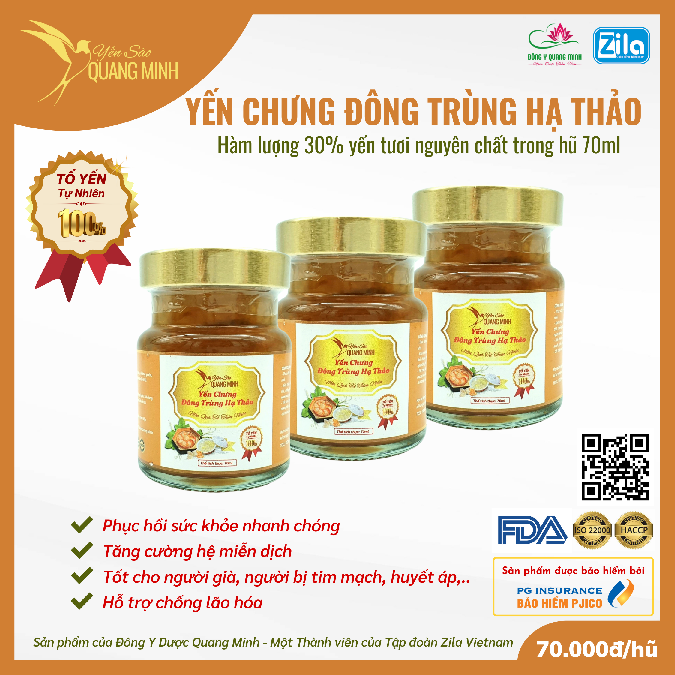 Yến chưng Đông trùng hạ thảo - Yến Sào Quang Minh