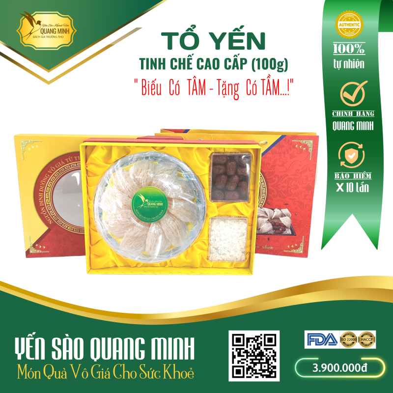 Tổ Yến Tinh Chế Cao Cấp 100g Hộp Quà Sang Trọng - ĐÔNG Y QUANG MINH